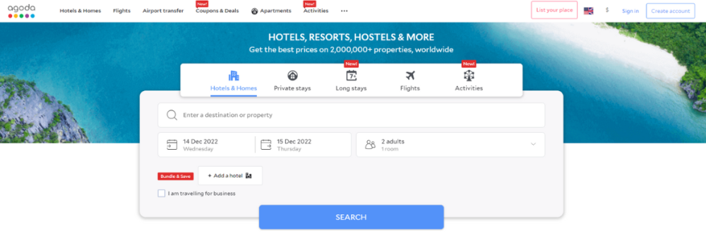 Best for Booking Hotels in Asia: Agoda